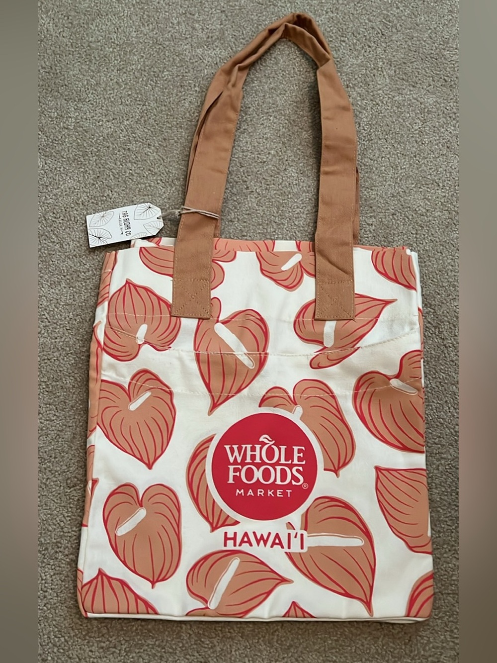 Whole Foods Tag Aloha Co anthurium tote